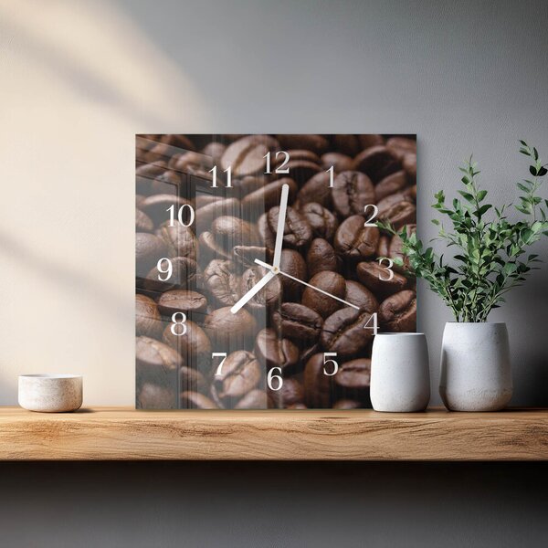 Skleněné hodiny Kávová zrna zskb-30x30-00090655