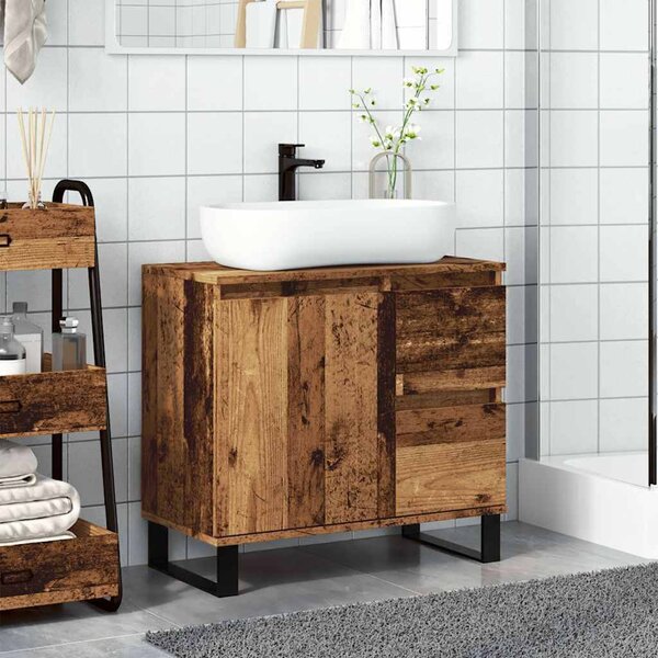 Koupelnová skříňka pod umyvadlo old wood 65x33x60 cm kompozit