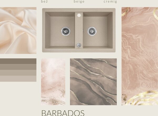 Laveo Barbados, 2-komorový granitový dřez 780x480x185 mm, béžová, LAV-SBB_420T