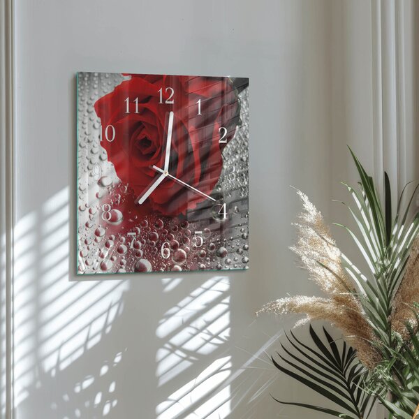 Skleněné hodiny Růže zskb-30x30-00087080