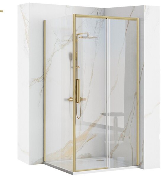 Rea Rapid, pevná stěna pro sprchový kout Rapid 100 x 195 cm, 6mm čiré sklo, zlatý matný profil, REA-K4706