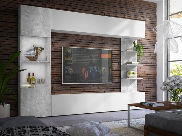 Obývací stěna Alemiko, Osvětlení: osvětlení LED - bílé, Barva dřeva: kašmír / dub kremona 5903211374067
