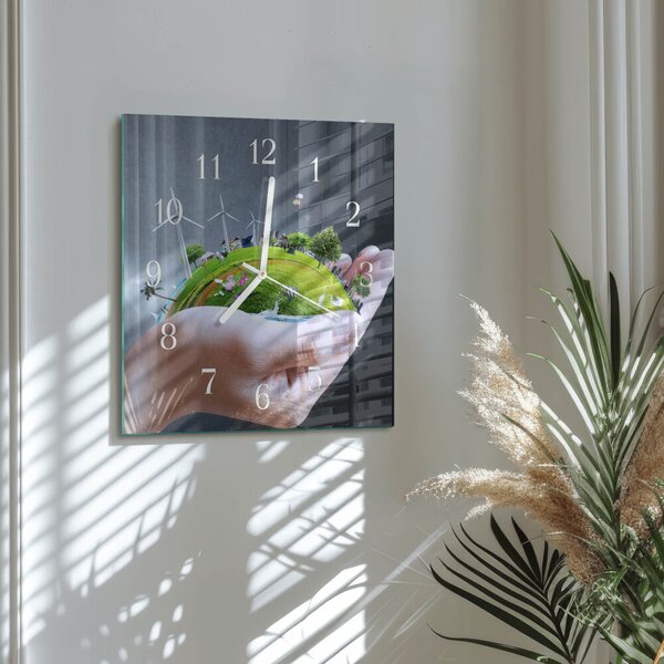 Skleněné hodiny Ruční Země zskb-30x30-00084303
