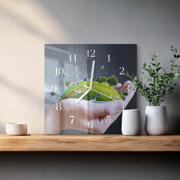 Skleněné hodiny Ruční Země zskb-30x30-00084303