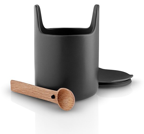 EVA SOLO Úložná dóza s dřevěnou lžičkou Toolbox Black - 15 cm ESL157
