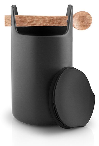 EVA SOLO Úložná dóza s dřevěnou lžičkou Toolbox Black - 20 cm ESL156