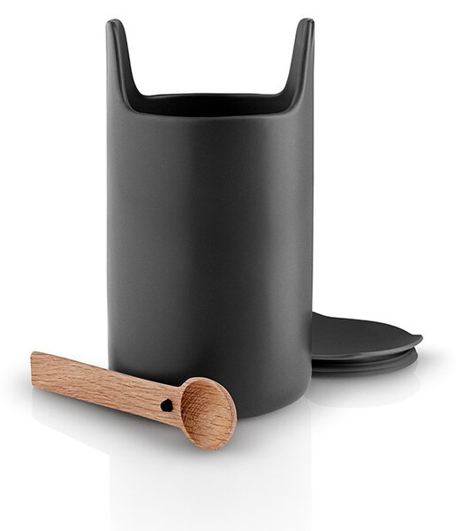 EVA SOLO Úložná dóza s dřevěnou lžičkou Toolbox Black - 20 cm ESL156