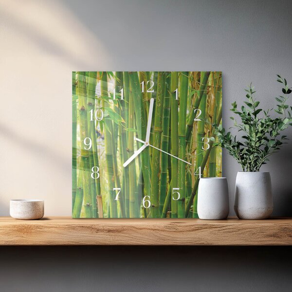 Skleněné hodiny Bambusová rostlina zskb-30x30-00079040