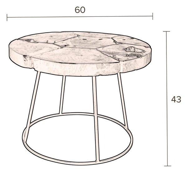 Černý teakový konferenční stolek DUTCHBONE Kraton 60 cm