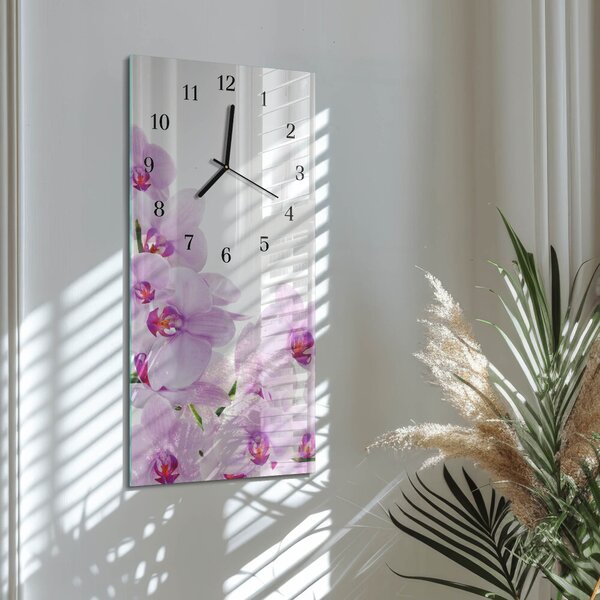 Skleněné hodiny vertikální Orchideje zsppc-30x60-00171987