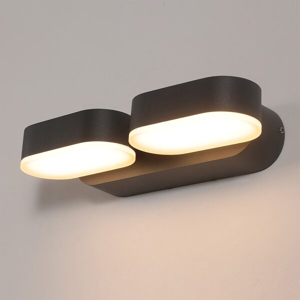 ACB Iluminacion Venkovní nástěnné LED svítidlo KANSAS, š. 23 cm, 2x5,5W, CRI90, IP54