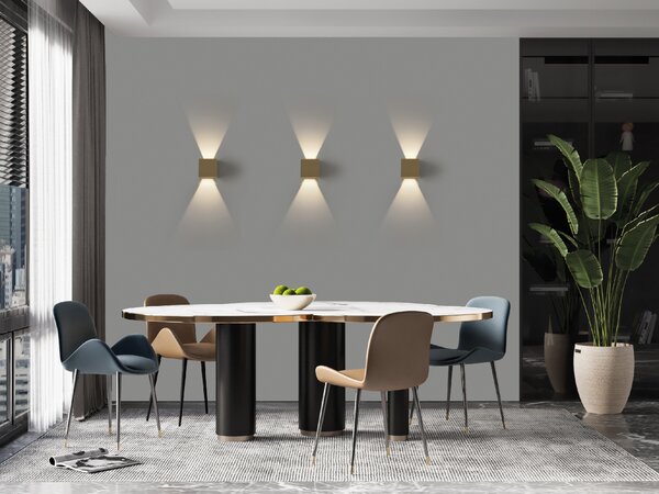 ACB Iluminacion Nástěnné LED svítidlo KENDO, š. 10 cm, 2x6W, CRI90, IP65 Barva: Zlatá