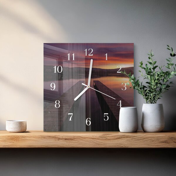 Skleněné hodiny Západ slunce zskb-30x30-00086315