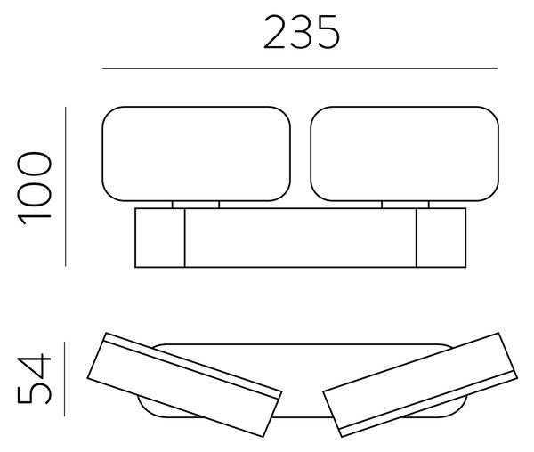 ACB Iluminacion Venkovní nástěnné LED svítidlo KANSAS, š. 23 cm, 2x5,5W, CRI90, IP54