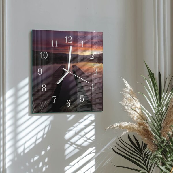 Skleněné hodiny Západ slunce zskb-30x30-00086315
