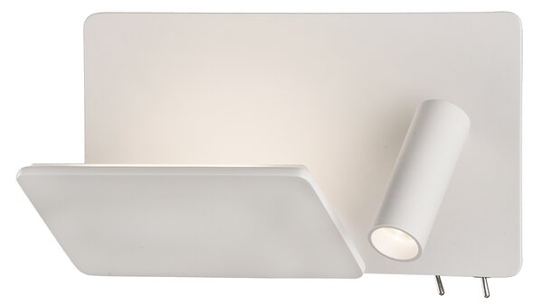 ACB Iluminacion Nástěnné LED svítidlo LAIKA pravé, š. 24 cm, 4W + 3W, CRI90, 2x vstup USB/USBC Barva: Nikl