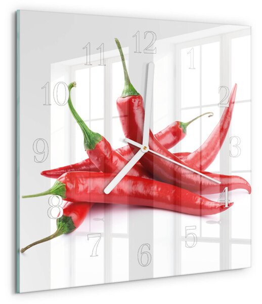 Skleněné hodiny Chilli papričky zskb-30x30-00092947