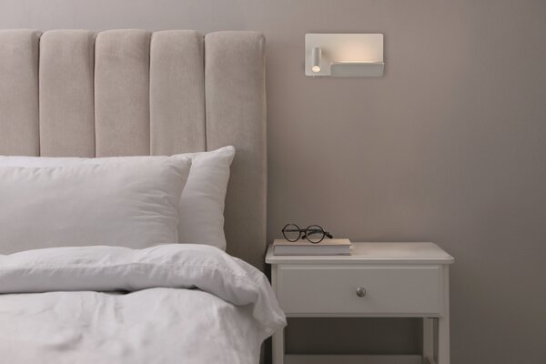 ACB Iluminacion Nástěnné LED svítidlo LAIKA levé, š. 24 cm, 4W + 3W, CRI90, 2x vstup USB/USBC Barva: Nikl