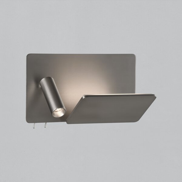 ACB Iluminacion Nástěnné LED svítidlo LAIKA levé, š. 24 cm, 4W + 3W, CRI90, 2x vstup USB/USBC Barva: Nikl