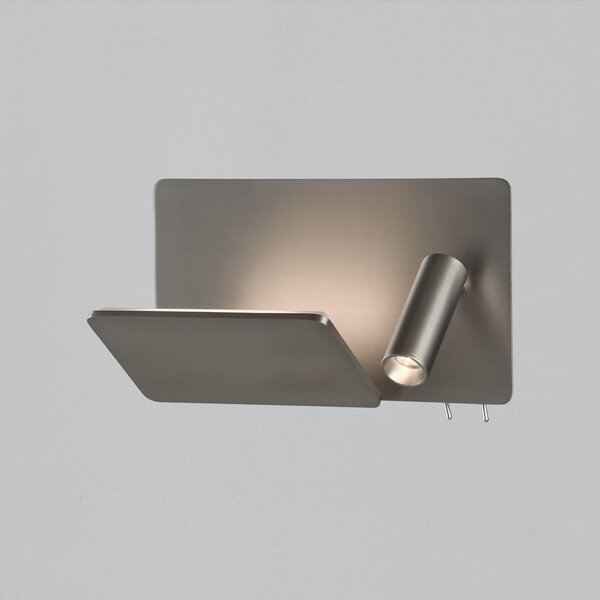 ACB Iluminacion Nástěnné LED svítidlo LAIKA pravé, š. 24 cm, 4W + 3W, CRI90, 2x vstup USB/USBC Barva: Nikl