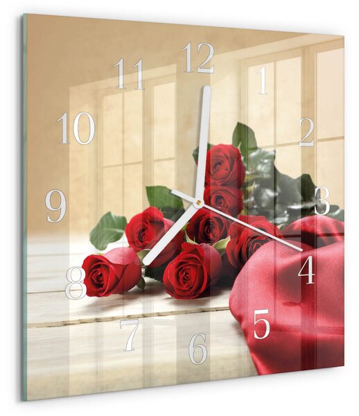 Skleněné hodiny Růže zskb-30x30-00085911