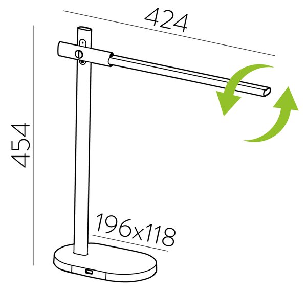 ACB Iluminacion Stolní LED lampa LAYSAN, v. 45 cm, 10W, CRI90, 2800-6500K