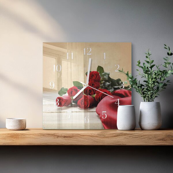 Skleněné hodiny Růže zskb-30x30-00085911