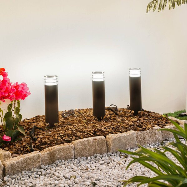 Lindby Smart LED podstavcové světlo Kaelo, RGB, Tuya, 3 jednotky, stmívatelný, Černá, Plast, Moderní, Venkovní bodové svítidlo / zabodnuté do země