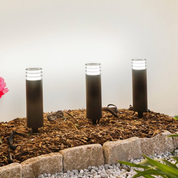 Lindby Smart LED podstavcové světlo Kaelo, RGB, Tuya, 3 jednotky, stmívatelný, Černá, Plast, Moderní, Venkovní bodové svítidlo / zabodnuté do země