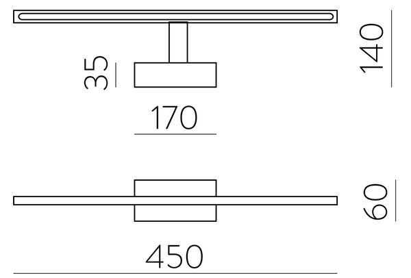 ACB Iluminacion Nástěnné LED svítidlo MENORCA, š. 45 cm, 12W, CRI90, CCT switch 3000-4000K, IP44 Barva: Chrom