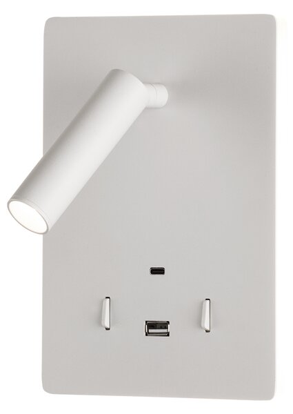 ACB Iluminacion Nástěnné LED svítidlo MANAT, v. 19 cm, 12W + 3W, CRI90, 2x vstup USB/USBC Barva: Černá
