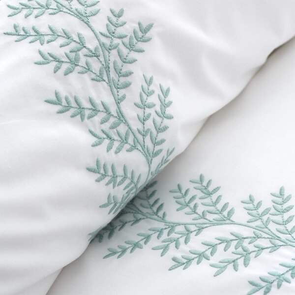 Bílé bavlněné povlečení na dvoulůžko 200x200 cm Embroidery Leaf – Bianca