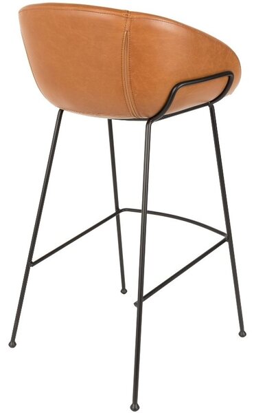 Hnědá koženková barová židle ZUIVER FESTON 76 cm