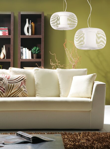 ACB Iluminacion Zavěsné svítidlo MIRTA, ⌀ 38 cm, 1xE27 15W Barva: Stone, Barva montury: Černá
