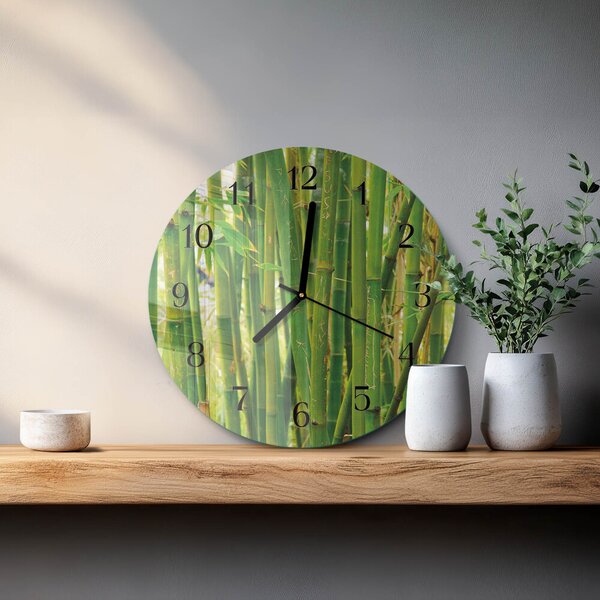 Skleněné nástěnné hodiny Bambusová rostlina zsoc-fi30-00170702