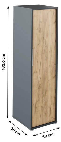 Šatní skříň Hamila NEW TYP 20 (grafit + dub artisan)