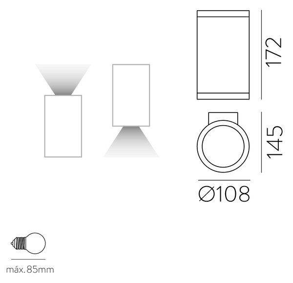 ACB Iluminacion Venkovní nástěnné LED svítidlo NORI, v. 17 cm, 1xE27 15W, IP65 Barva: Antracit
