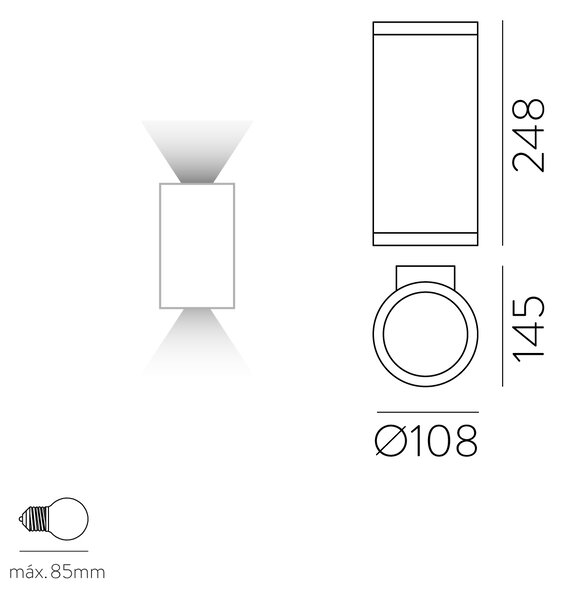 ACB Iluminacion Venkovní nástěnné LED svítidlo NORI, v. 25 cm, 2xE27 15W, IP65 Barva: Bílá
