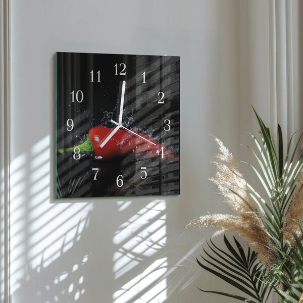 Skleněné hodiny Chilli papričky zskb-30x30-00079311