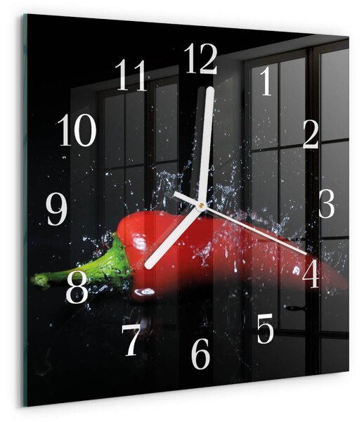 Skleněné hodiny Chilli papričky zskb-30x30-00079311