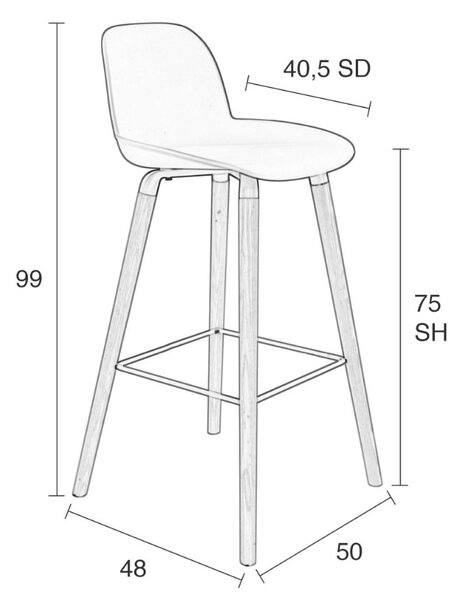 Zuiver Plastová barová židle ALBERT KUIP 75 cm – vystavený kus