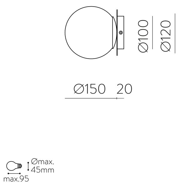 ACB Iluminacion Nástěnné LED svítidlo PARMA, ⌀ 15 cm, 1xE27 15W, IP44 Barva: Černá