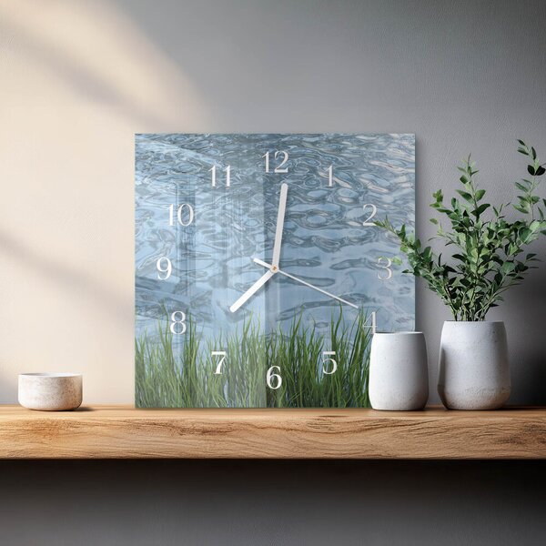 Skleněné hodiny Tráva Voda zskb-30x30-00079220