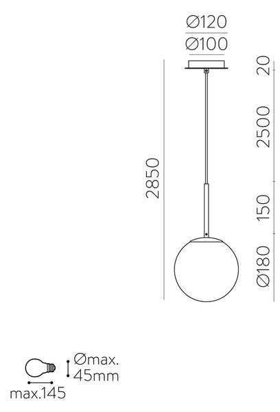 ACB Iluminacion Zavěsné svítidlo PARMA, ⌀ 18 cm, 1xE27 15W, IP44 Barva: Černá