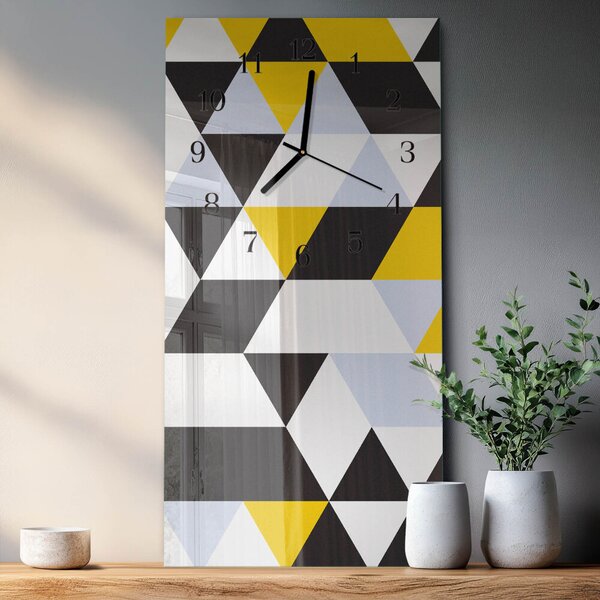 Skleněné hodiny vertikální Trojúhelníky zsppc-30x60-00173544