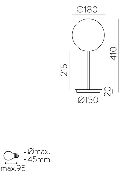 ACB Iluminacion Stolní LED lampa PARMA, v. 41 cm, 1xE27 15W Barva: Černá
