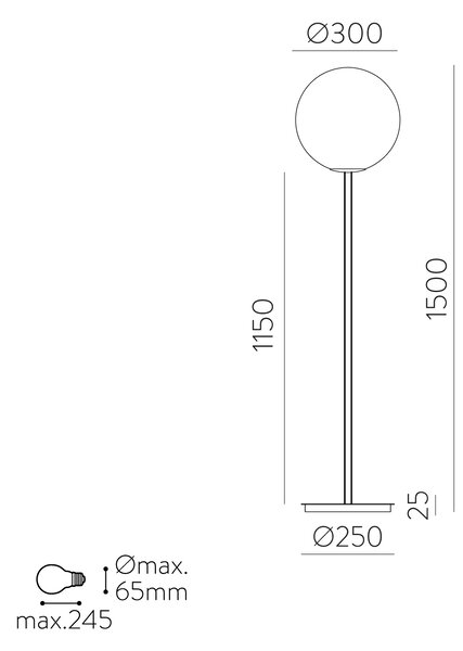 ACB Iluminacion Stojací LED lampa PARMA, v. 150 cm, 1xE27 15W Barva: Zlatá