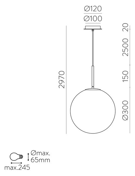 ACB Iluminacion Zavěsné svítidlo PARMA, ⌀ 30 cm, 1xE27 15W, IP44 Barva: Černá