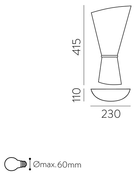 ACB Iluminacion Nástěnné LED svítidlo PERLA, v. 41 cm, 2xE27 15W