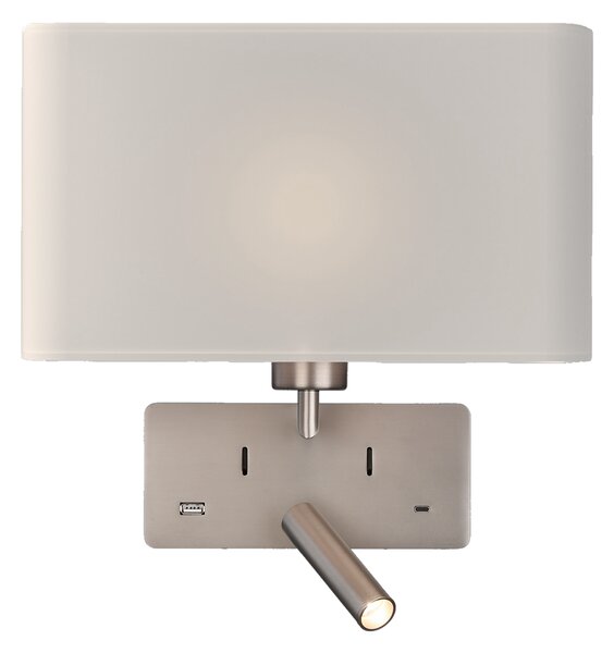 ACB Iluminacion Nástěnné LED svítidlo ROMEO, v. 32 cm, 1xE27 15W + 3W, 2x vstup USB/USBC Barva: Černá